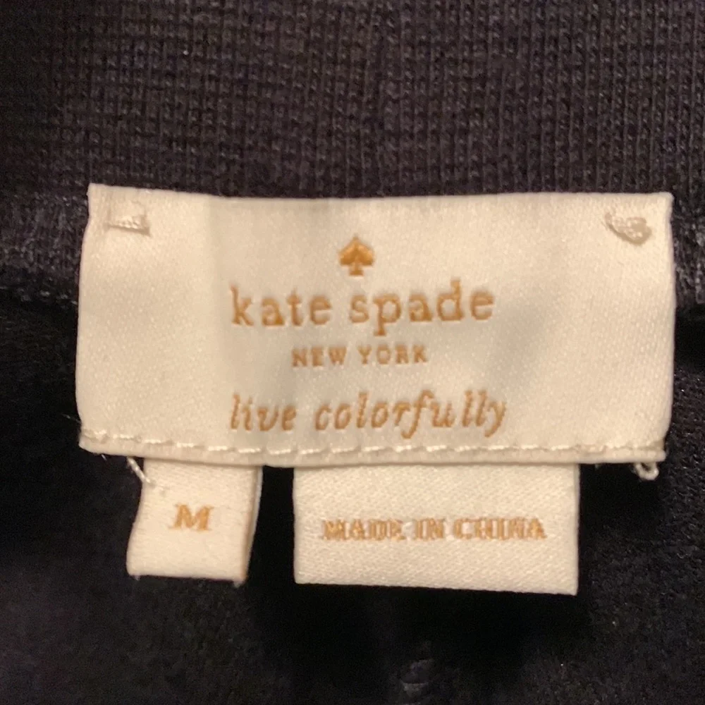 Kate Spade Black Velour Joggers Size M Velvet Pants Drawstring Waist Womens